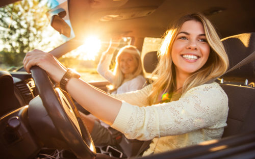 Teenage girls driving