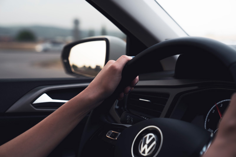 Hands on the steering wheel