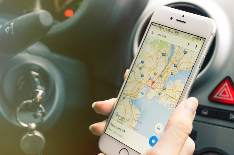 checking map on phone
