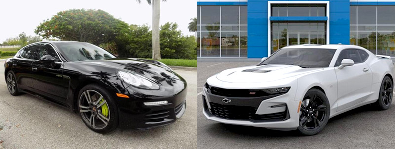 Porsche Panamera and Chevrolet Camaro