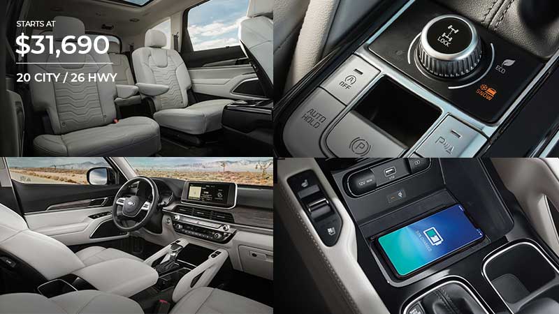 Collage of interior photos of Kia Telluride