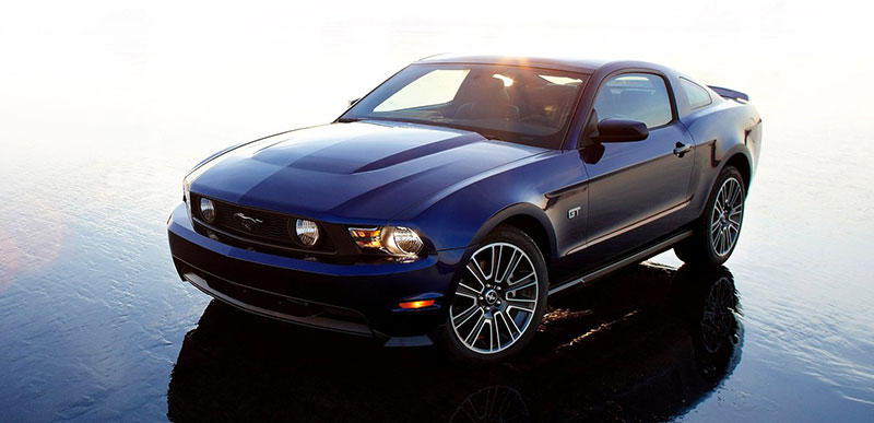 Blue 2010 Mustang Parked