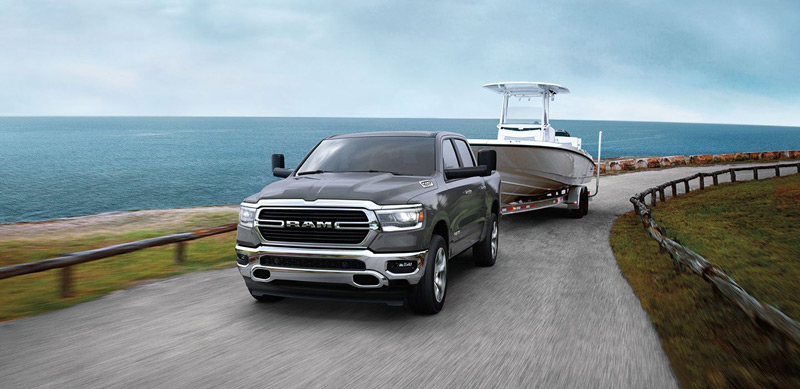 2020 RAM 1500 towing a boat