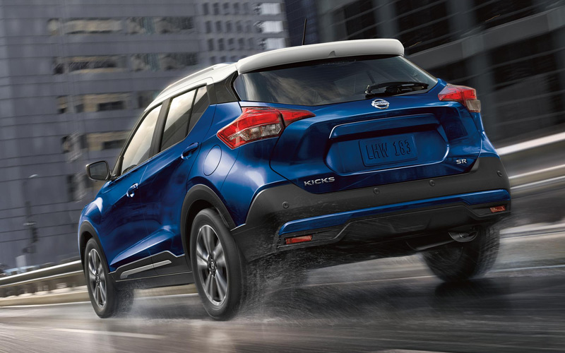 2020 Blue and White Nissan Kicks Rear - nissanusa.com