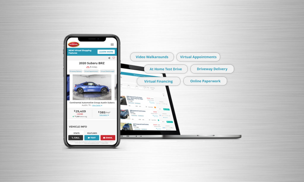 To ensure the safety of car shoppers and auto dealers, Carsforsale.com's new Virtual Shopping communication system highlights contactless buying options.