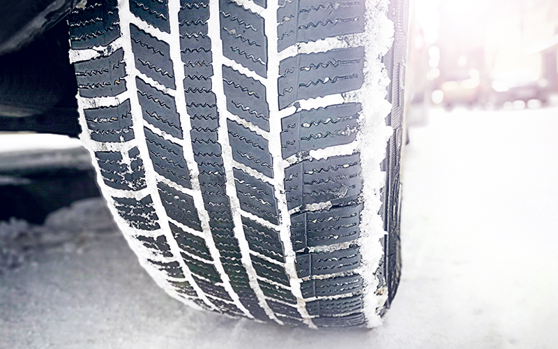 Winter tires in the snow Winter tires in the snow
