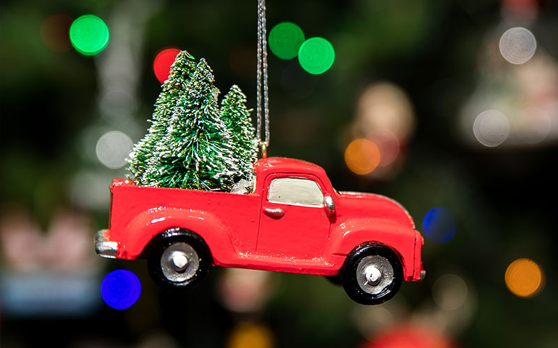 Christmas truck ornament