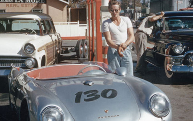 James Dean with his 1955 Porsche 356 Super Speedster - jamesdean.com