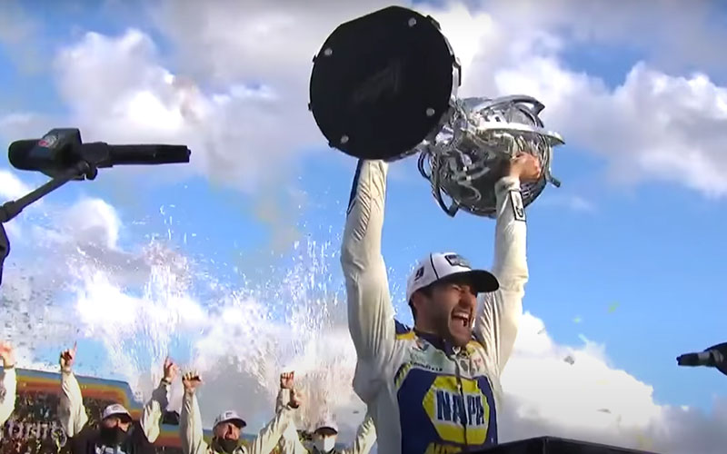 Chase Elliot holding 2020 NASCAR Cup - Motorsports on NBC on YouTube.com Chase Elliot holding 2020 NASCAR Cup - Motorsports on NBC on YouTube.com