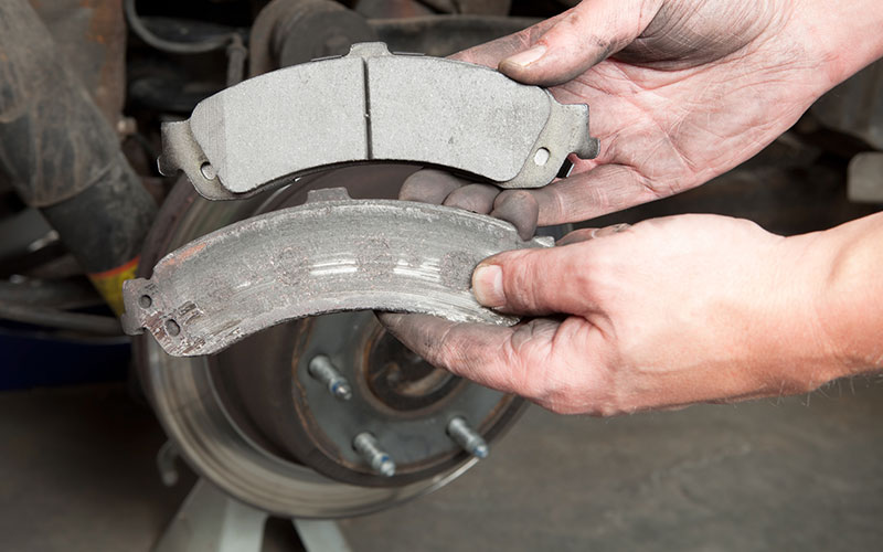 New and worn brake pads