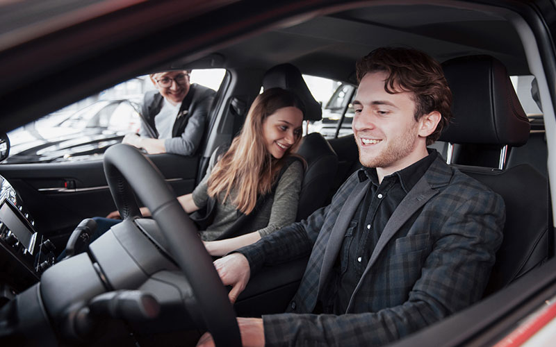 Car buyer testing out new vehicle