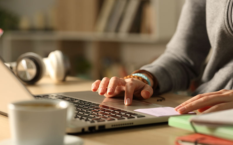 Person researching on the internet