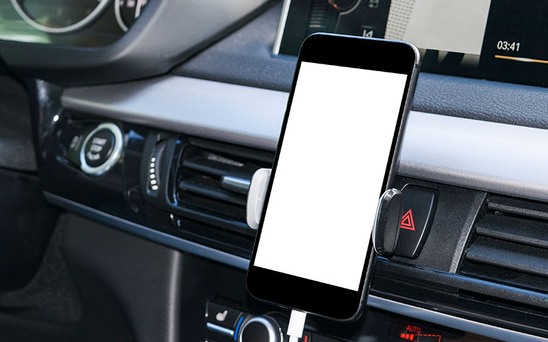 Phone in a vent phone mount