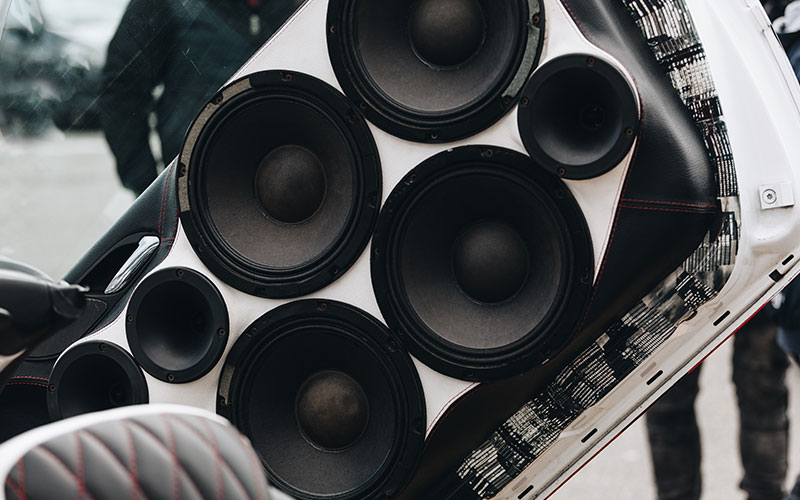 Car with multiple subwoofers