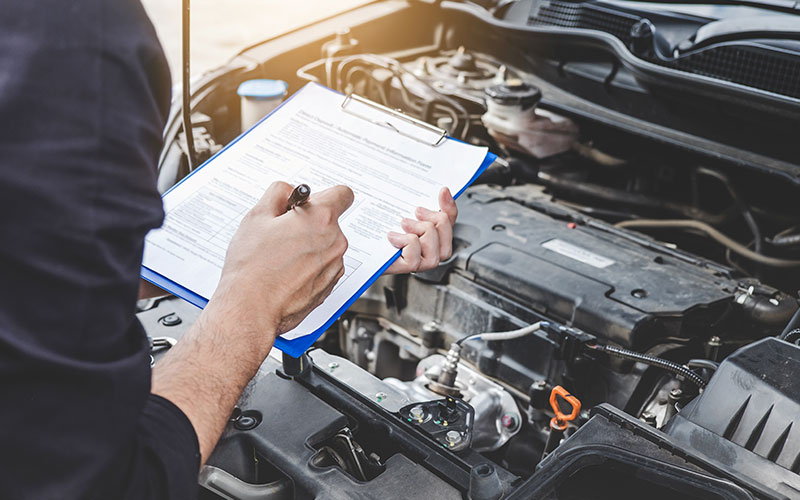 Vehicle receiving an inspection