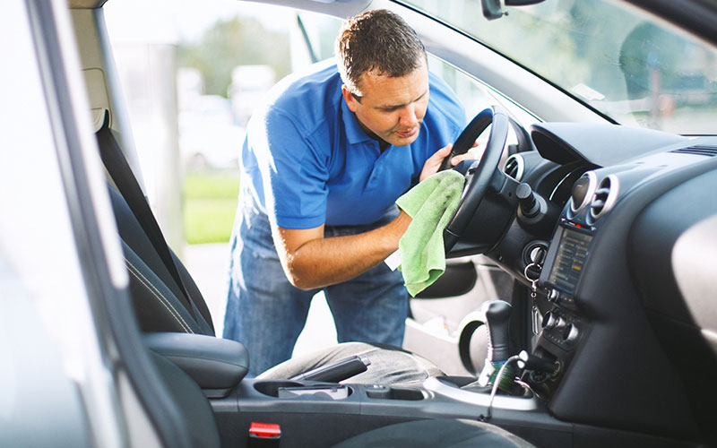 Car interior being detailed