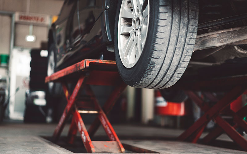 Vehicle being serviced