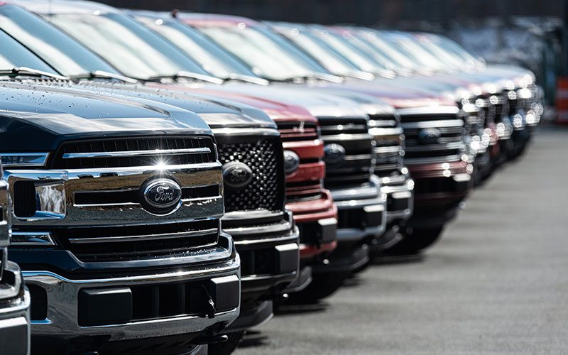 Line of Ford trucks Line of Ford trucks