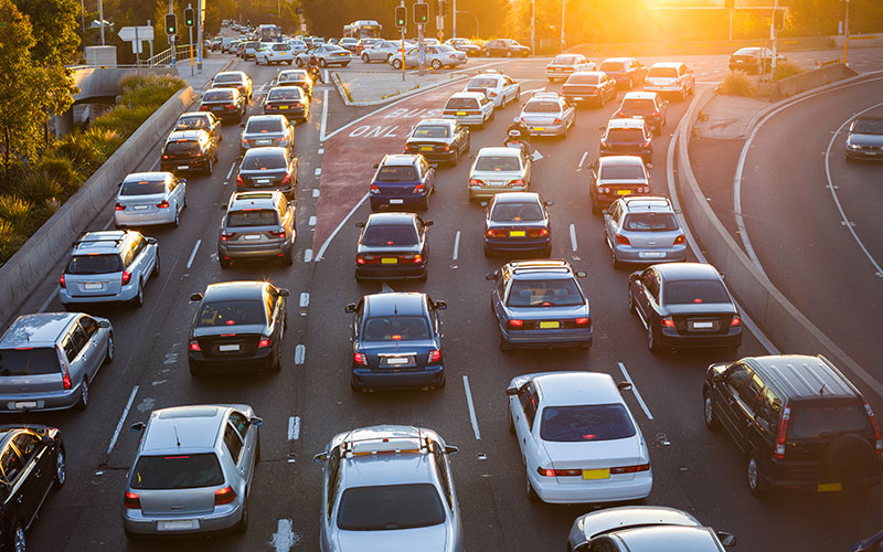 Traffic in their anticipated exit lanes