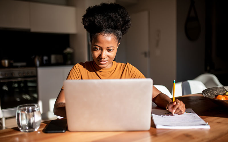 Woman doing research