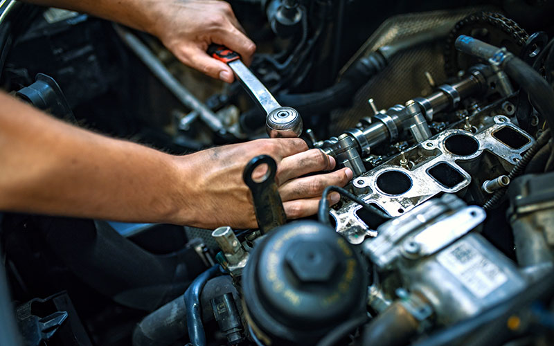 Vehicle receiving maintenance