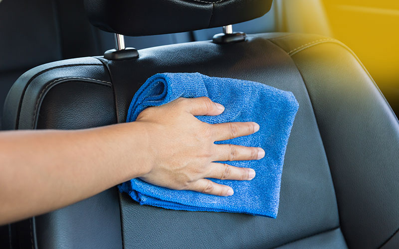 Wiping down car seats