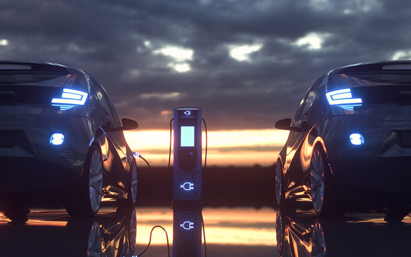 EVs at a charging station