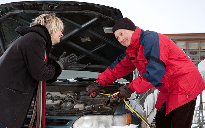 Car battery being jumped Car battery being jumped