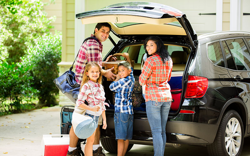 Family packing their SUV