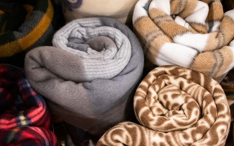 Rolled up blankets