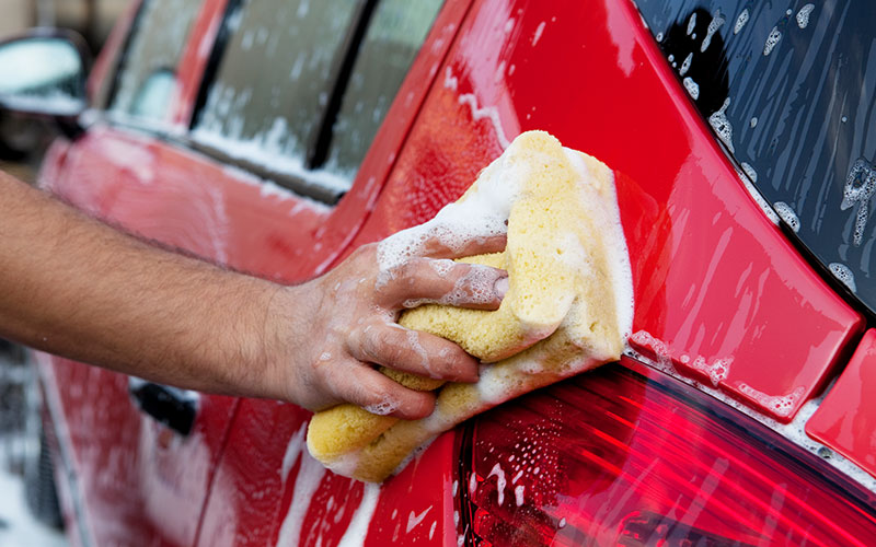 Person washing their car