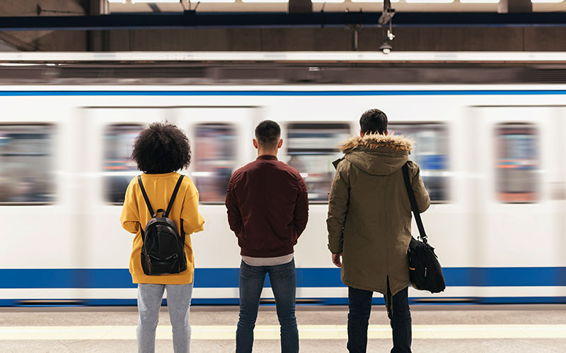 People waiting on train platform