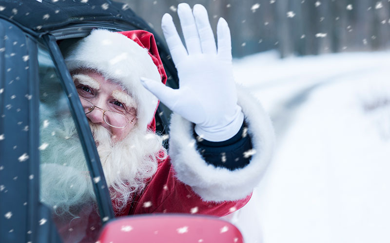 Santa in a car