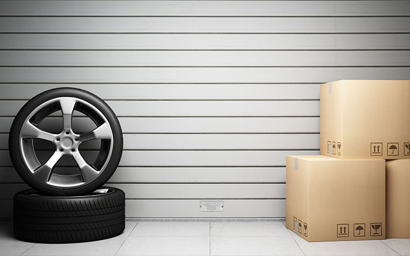 Tires stored in a garage Tires stored in a garage