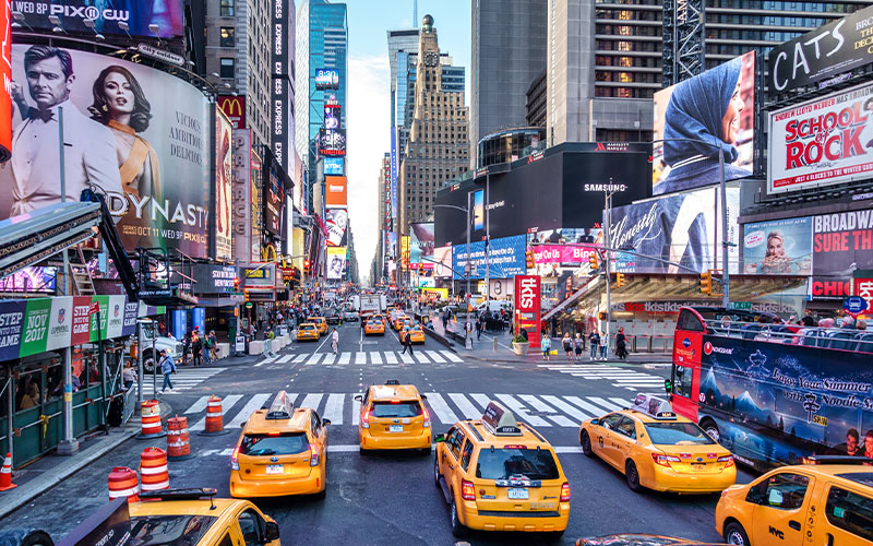 Taxis in Times Square