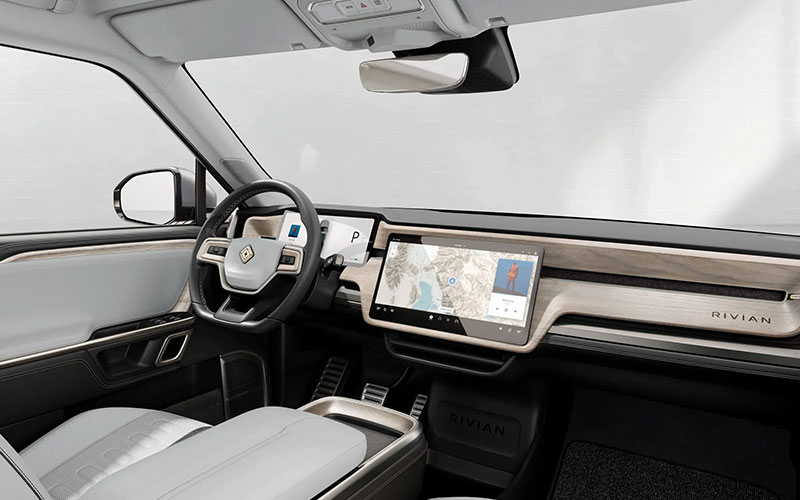 2022 Rivian R1T wood trim interior - rivian.com