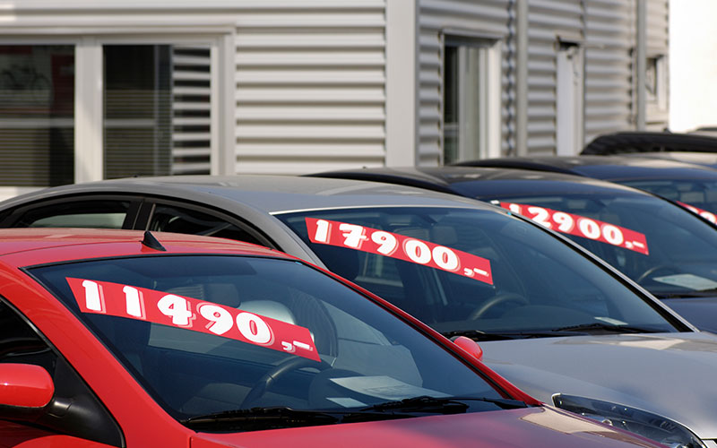 Sticker prices on cars