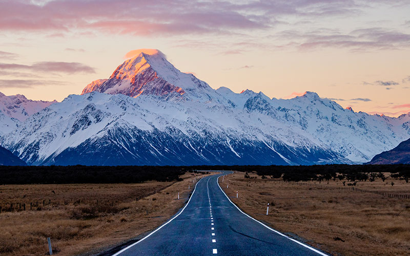 Road through snowy mountains Road through snowy mountains