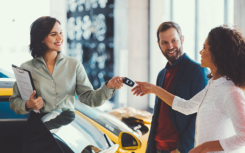 Woman buying a car