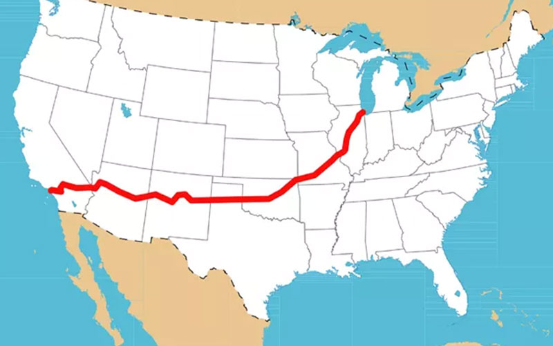 Map of historic Route 66 - nps.gov