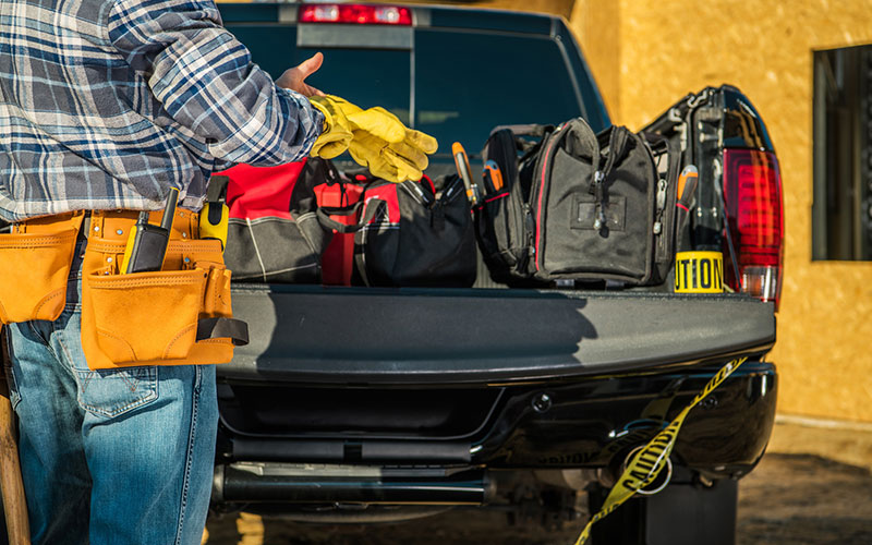 Work truck loaded with tools