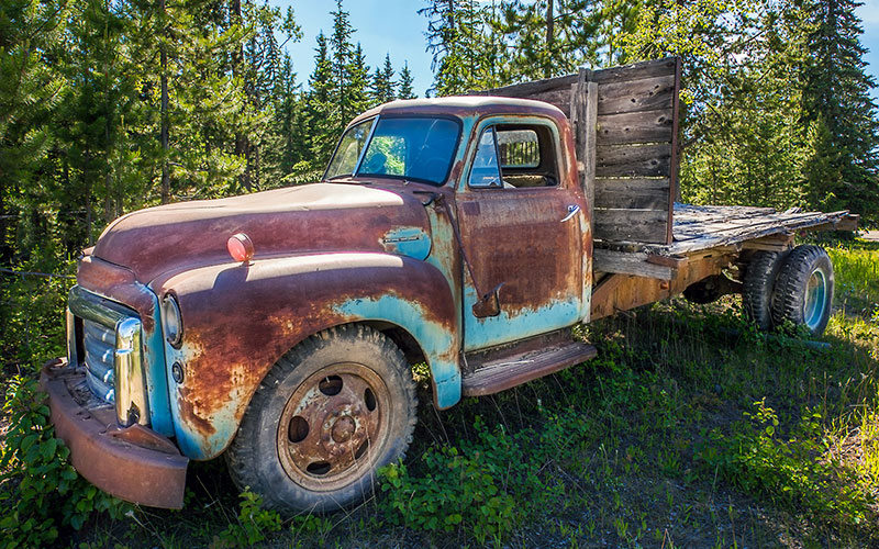 Truck exposed to the elements