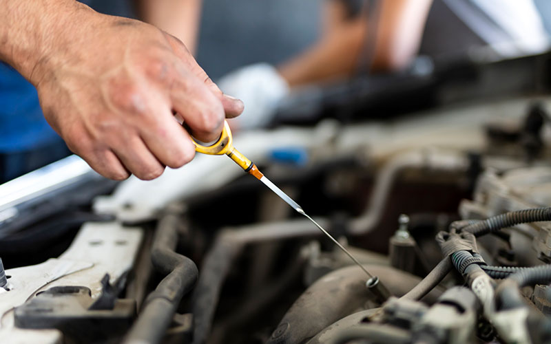 Checking oil in a vehicle