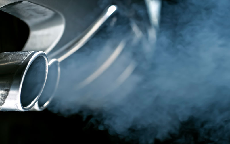 Exhaust pipes emitting smoke