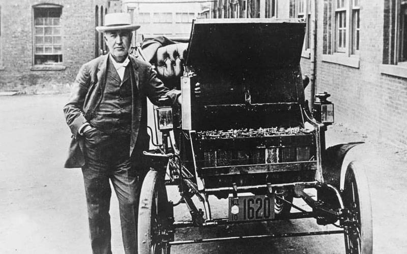 Thomas Edison with his first electric car - scotsman.com