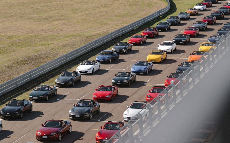 Some of the 707 Miatas at Modena Circuit - @mazdaeurope on Instagram