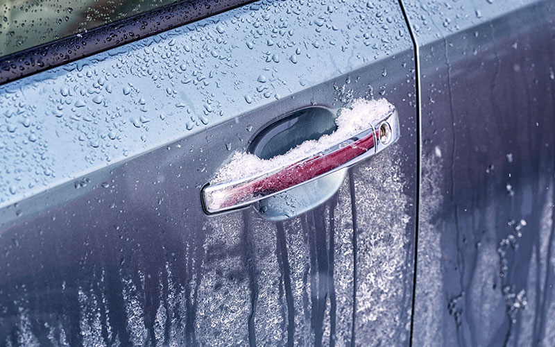 Snow and road salt on a vehicle Snow and road salt on a vehicle
