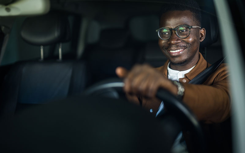 Man driving his car