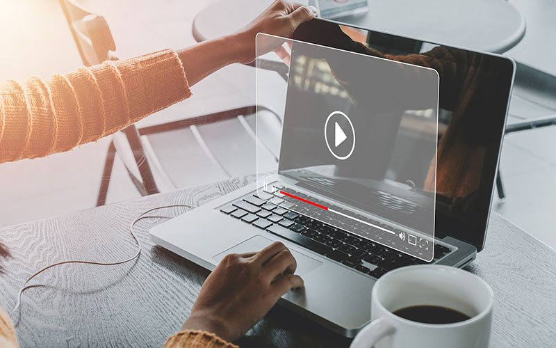 Person watching an online video