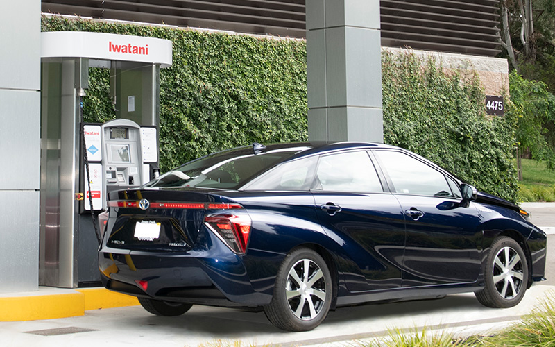 Toyota Mirai at an Iwatani Hydrogen Station - driveclean.ca.gov